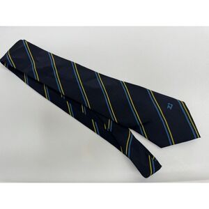Vintage Zippo Navy Blue Striped Silk Neck Tie Mens‎ Made in Italy